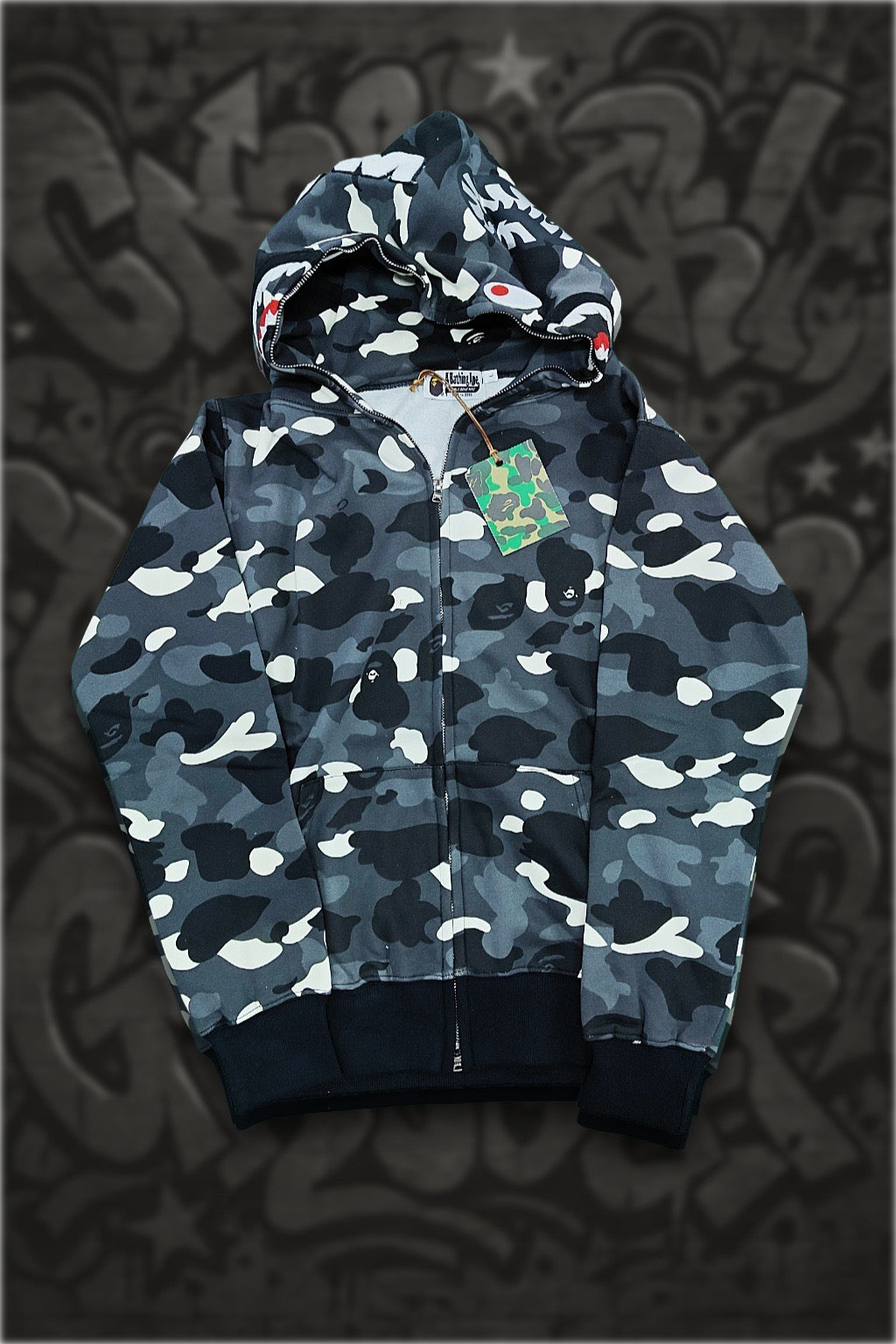 BAPE Shark Hoodie — Black Camo (Glow Edition)