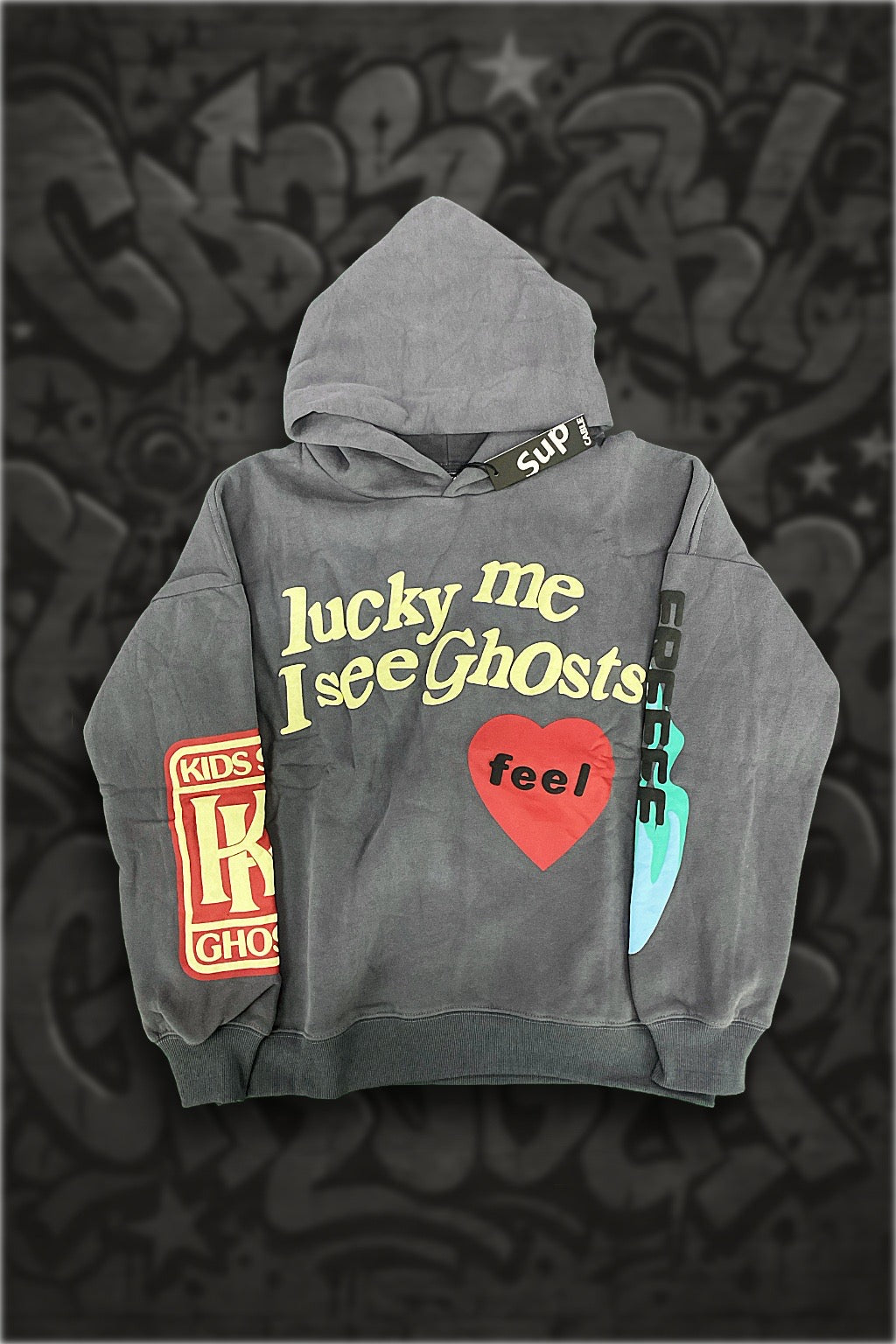 “Lucky Me I See Ghosts” Hoodie — Grey